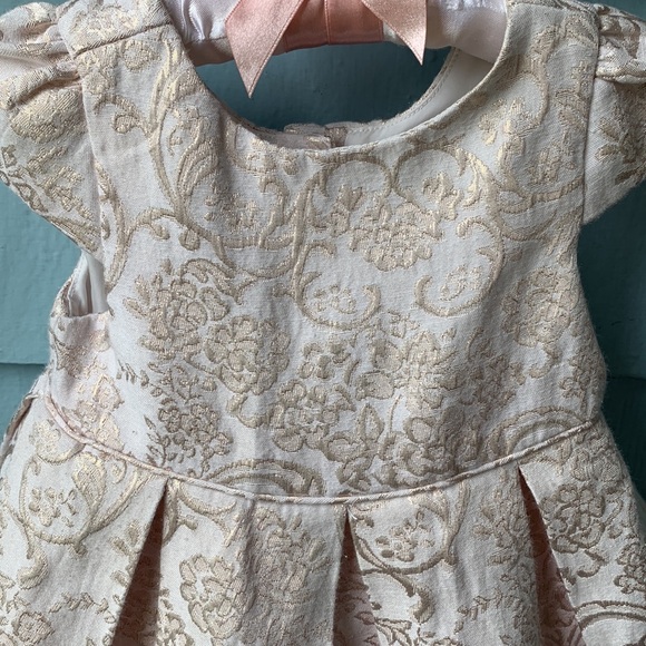 Janie and Jack Floral Jacquard Dress Pink/Rose Gold Dress EUC 6-12M - Picture 13 of 17